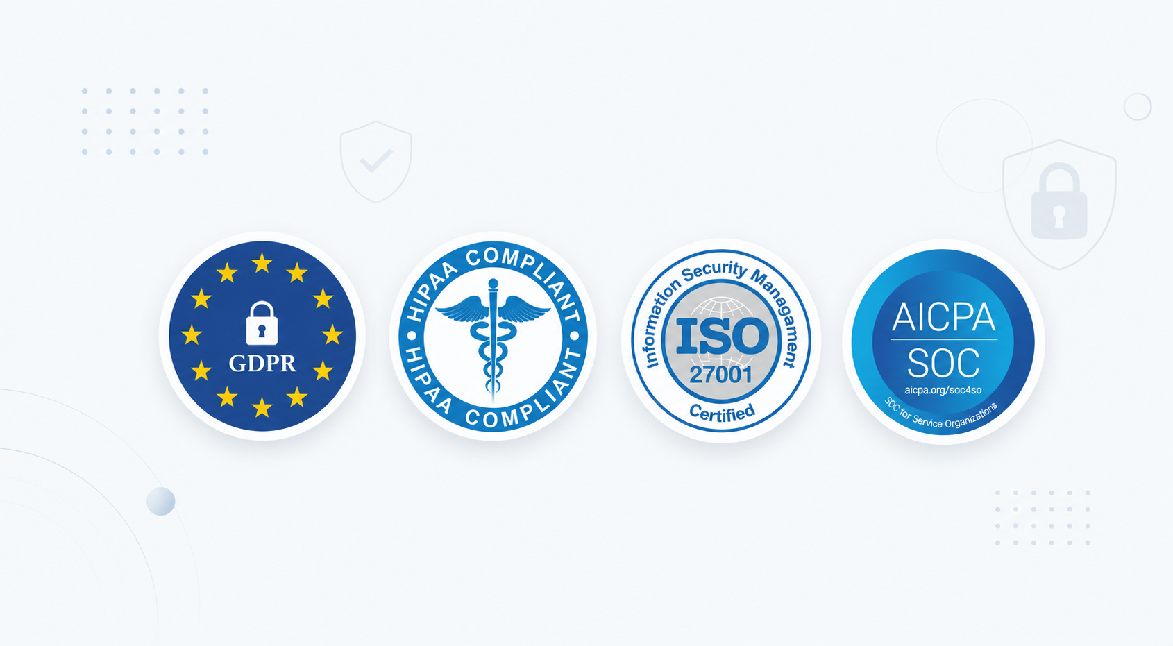 HIPAA, AICPA SOC, GDPR and ISO 27001 compliance certifications